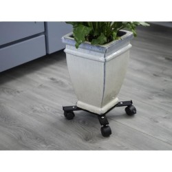 Support de pot roulant extensible - NATURE - En métal époxy noir mat