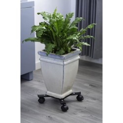 Support de pot roulant extensible - NATURE - En métal époxy noir mat