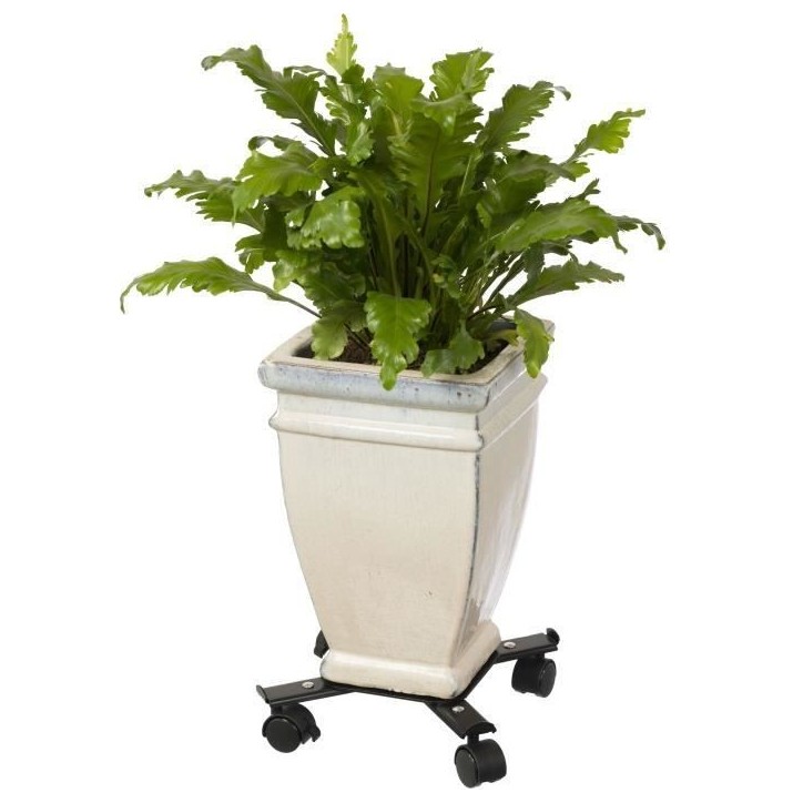 Support de pot roulant extensible - NATURE - En métal époxy noir mat - 4 branches - Charge maxi 100 kg Support de pot roulant extensible - NATURE - En métal époxy noir mat - 4 branches - Charge maxi 100 kg