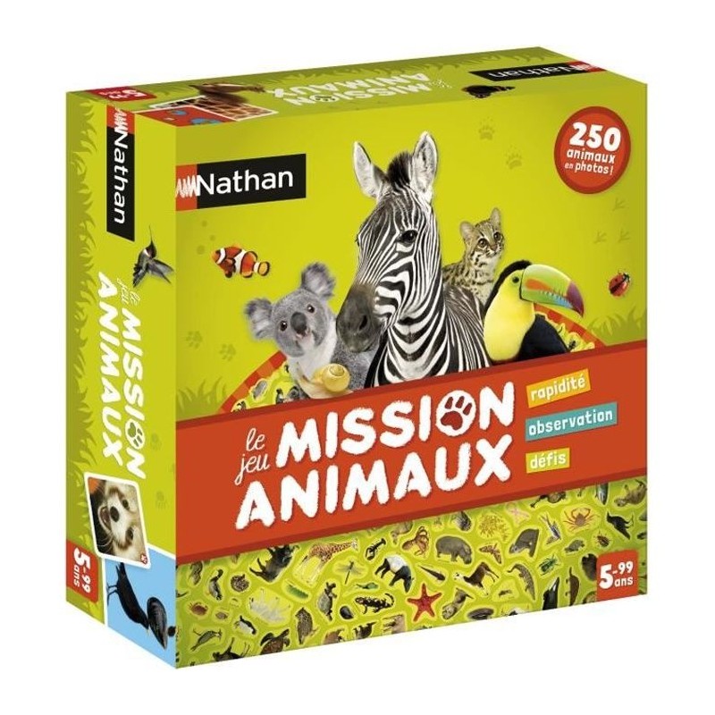 Jeu de Société - NATHAN - Mission Animaux - Observation et Rapidité Jeu de Société - NATHAN - Mission Animaux - Observation et Rapidité