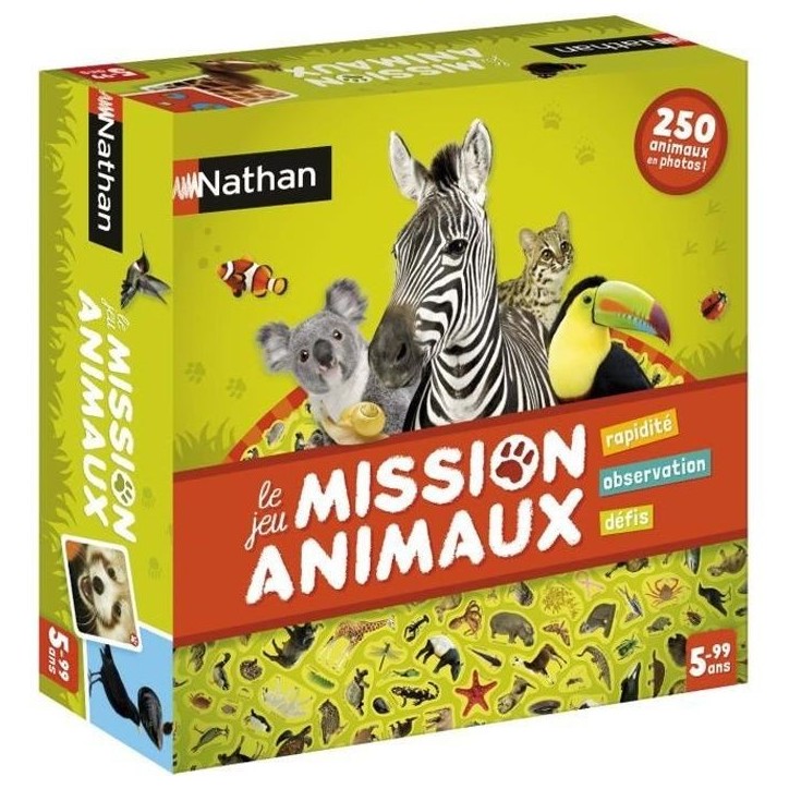 Jeu de Société - NATHAN - Mission Animaux - Observation et Rapidité - 250 Photos Réelles Jeu de Société - NATHAN - Mission Animaux - Observation et Rapidité - 250 Photos Réelles