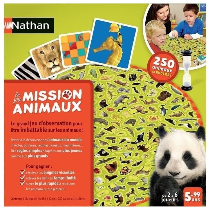 Jeu de Société - NATHAN - Mission Animaux - Observation et Rapidité - 250 Photos Réelles Jeu de Société - NATHAN - Mission Animaux - Observation et Rapidité - 250 Photos Réelles