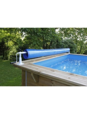 Enrouleur de bâches pour piscine UBBINK XTRA - Margelles bois - Jusqu'a 5,5m - Manivelle en aluminium