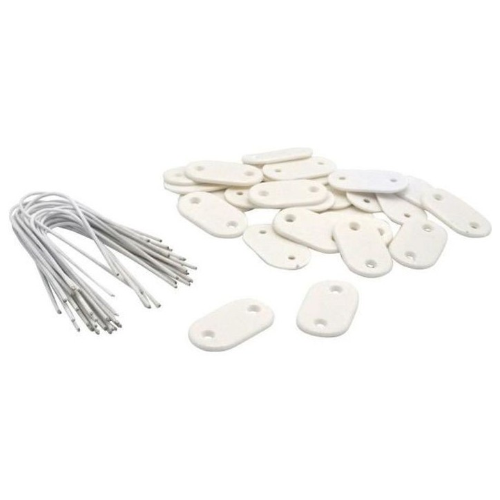 Set de 26 fixations pour mailles - NATURE - Blanc - Attache + brin 14 cm fil de fer plastifié Set de 26 fixations pour mailles - NATURE - Blanc - Attache + brin 14 cm fil de fer plastifié