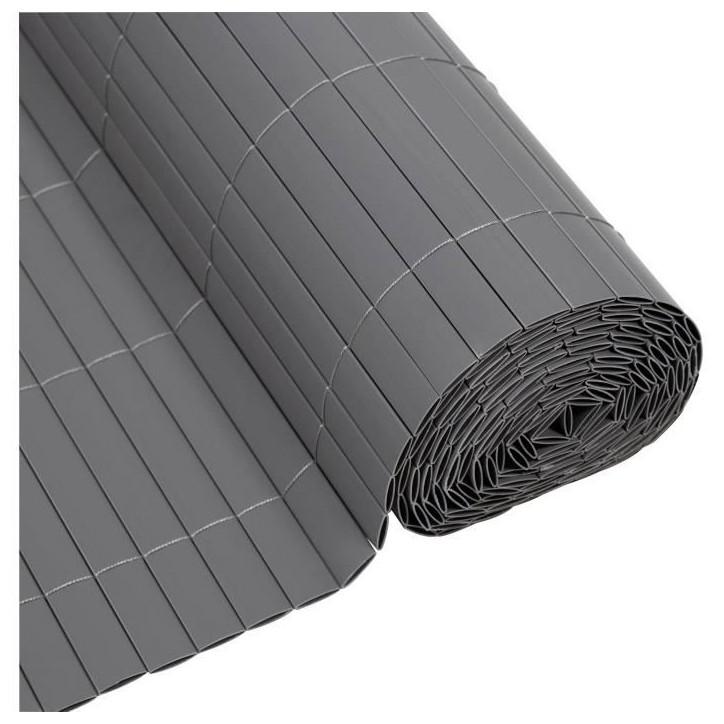 Canisse PVC double face - NATURE - 1 x 3 m - 1600 g/m² - Occultant 4/5 - Anti-UV - Gris clair Canisse PVC double face - NATURE - 1 x 3 m - 1600 g/m² - Occultant 4/5 - Anti-UV - Gris clair