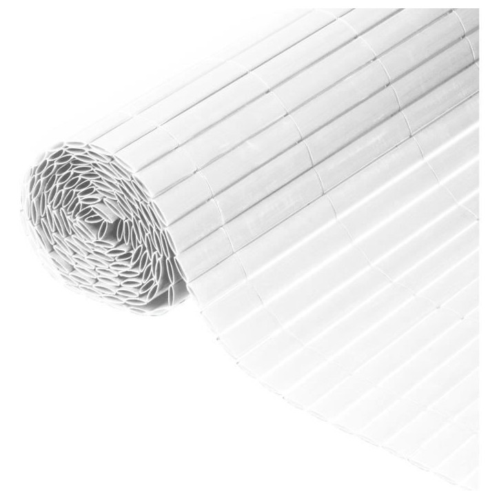 Canisse PVC double face - NATURE - 1 x 3 m - 1600 g/m² - Occultant 4/5 - Anti-UV - Blanc Canisse PVC double face - NATURE - 1 x 3 m - 1600 g/m² - Occultant 4/5 - Anti-UV - Blanc