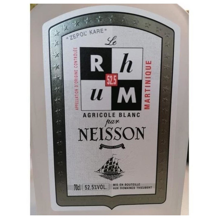 NEISSON Le Rhum par Neisson sans etui Rhum Blanc Agricole - France/Martinique - 52,5% Alcool - 70 cl NEISSON Le Rhum par Neisson sans etui Rhum Blanc Agricole - France/Martinique - 52,5% Alcool - 70 cl