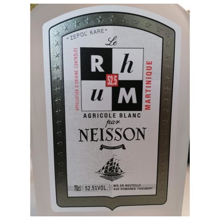 NEISSON Le Rhum par Neisson sans etui Rhum Blanc Agricole - France/Martinique - 52,5% Alcool - 70 cl NEISSON Le Rhum par Neisson sans etui Rhum Blanc Agricole - France/Martinique - 52,5% Alcool - 70 cl