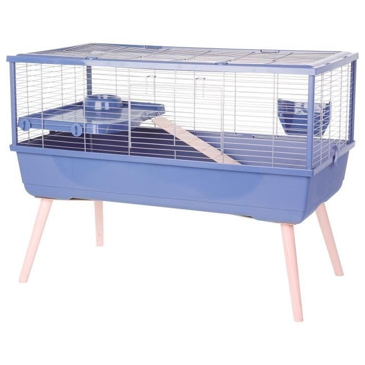 ZOLUX Cage grillagée rongeur surélevée pour cochon d'inde - 99 x 54 x 79 cm - Néolife - Bleu