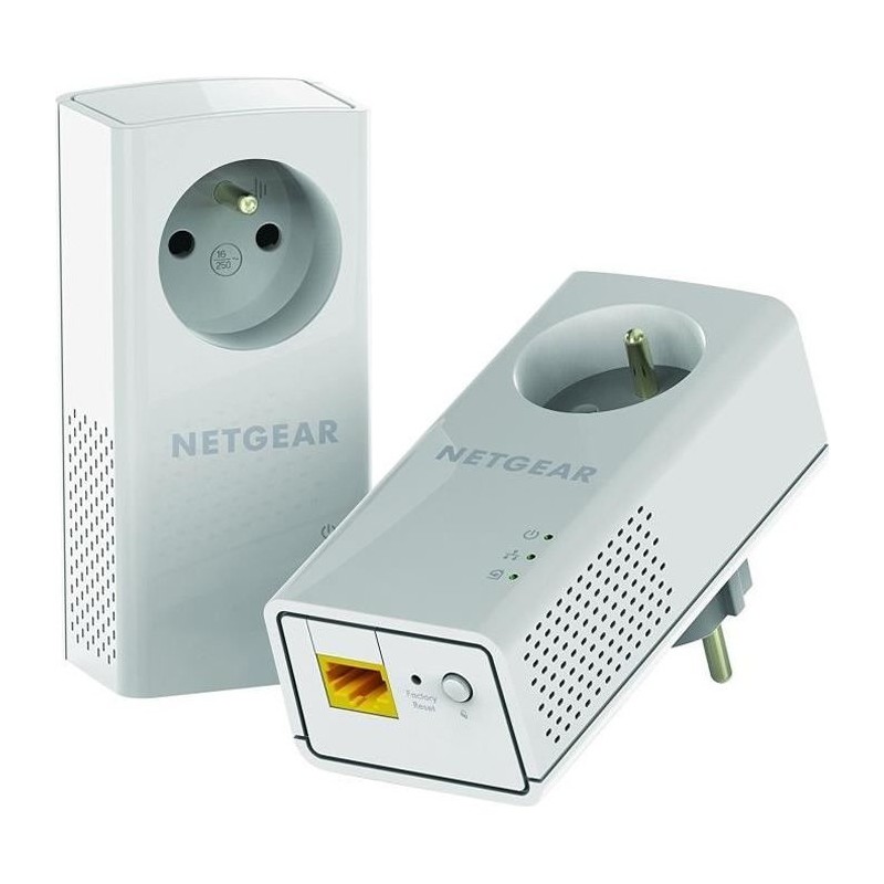NETGEAR Pack de 2 adaptateurs CPL 2000 Mbit/s- 2 ports 10/100/1000 RJ4 NETGEAR Pack de 2 adaptateurs CPL 2000 Mbit/s- 2 ports 10/100/1000 RJ4