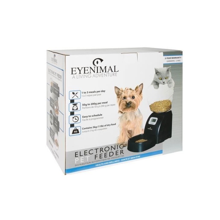 EYENIMAL Distributeur automatique 5 kg de croquettes 45x20x47 cm - Noir - Pour chat et petit chien EYENIMAL Distributeur automatique 5 kg de croquettes 45x20x47 cm - Noir - Pour chat et petit chien