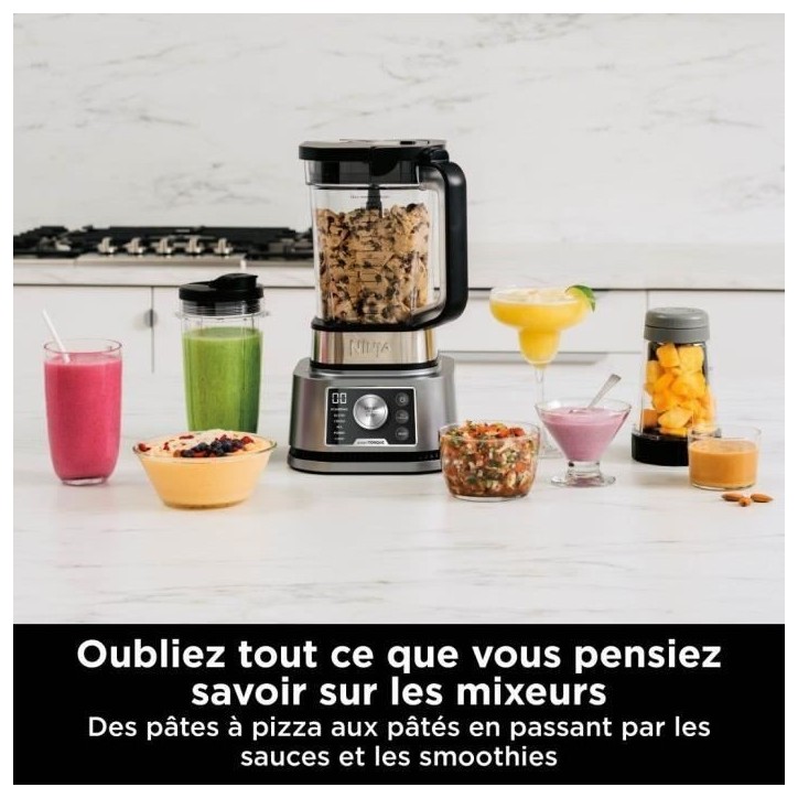 Blender Ninja Blender 3-en-1 Foodi Power Nutri CB350EU - programmes automatiques - Pichet 2,1 L, bols 700 ml et 400 ml - 1200 W
