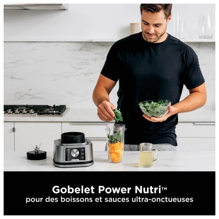 Blender Ninja Blender 3-en-1 Foodi Power Nutri CB350EU - programmes automatiques - Pichet 2,1 L, bols 700 ml et 400 ml - 1200 W