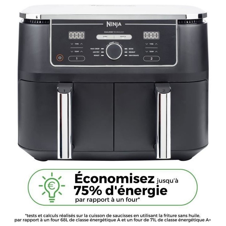 Friteuse sans huile NINJA - Foodi Max Dual Zone AF400EU - Capacité 9,5L - 6 programmes de cuisson - 2470W Friteuse sans huile NINJA - Foodi Max Dual Zone AF400EU - Capacité 9,5L - 6 programmes de cuisson - 2470W