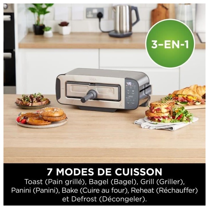 Grille-pain 3-en-1 - NINJA Foodi - ST202EU - 2400 W - 1 fente - 7 fonctions - Inox