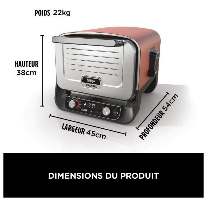 Four a pizza NINJA - Woodfire OO101EU - 8 programmes de cuisson - Jusqu'a 370°C - 2400W Four a pizza NINJA - Woodfire OO101EU - 8 programmes de cuisson - Jusqu'a 370°C - 2400W
