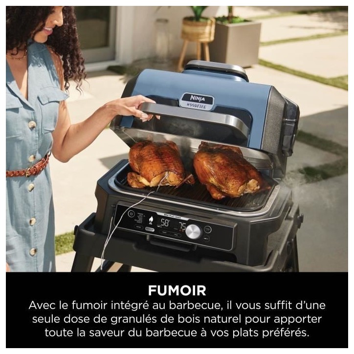 Barbecue électrique et fumoir NINJA - Woodfire Pro Connect XL OG901EU - 7 programmes de cuisson - Thermosonde intégrée Barbecue électrique et fumoir NINJA - Woodfire Pro Connect XL OG901EU - 7 programmes de cuisson - Thermosonde intégrée