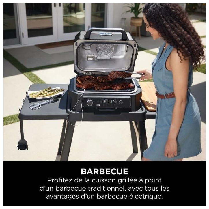 Barbecue électrique et fumoir NINJA - Woodfire Pro XL OG850EU - 4 programmes de cuisson - Thermosonde intégrée Barbecue électrique et fumoir NINJA - Woodfire Pro XL OG850EU - 4 programmes de cuisson - Thermosonde intégrée