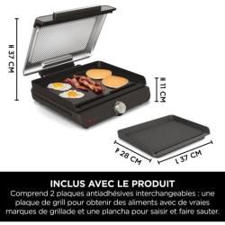 Grill et plancha NINJA - Sizzle GR101EU - Surface 34x8x13,5cm - Jusqu'