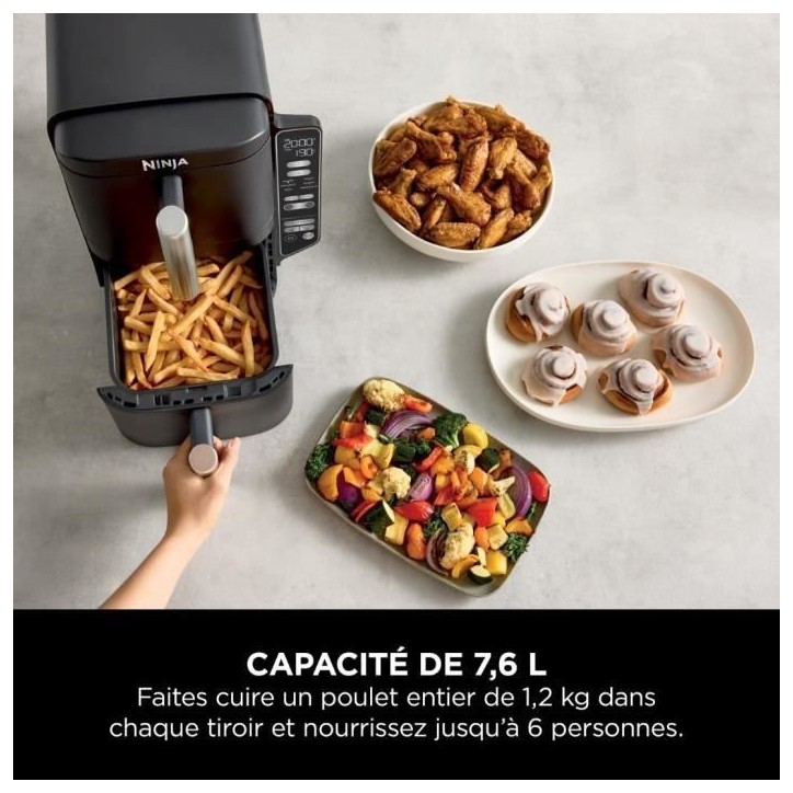 Friteuse sans huile NINJA - Double Stack SL300EU - Capacité 7,6L - 6 programmes de cuisson - 2470W Friteuse sans huile NINJA - Double Stack SL300EU - Capacité 7,6L - 6 programmes de cuisson - 2470W
