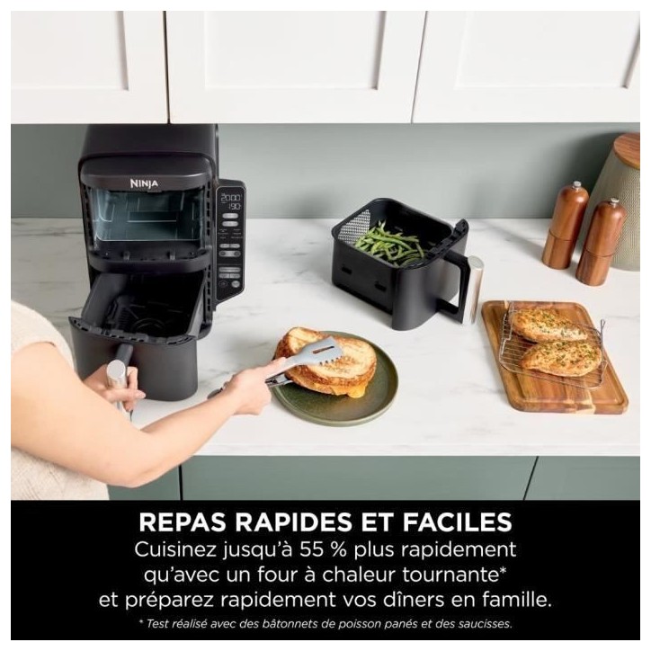Friteuse sans huile NINJA - Double Stack SL300EU - Capacité 7,6L - 6 programmes de cuisson - 2470W Friteuse sans huile NINJA - Double Stack SL300EU - Capacité 7,6L - 6 programmes de cuisson - 2470W