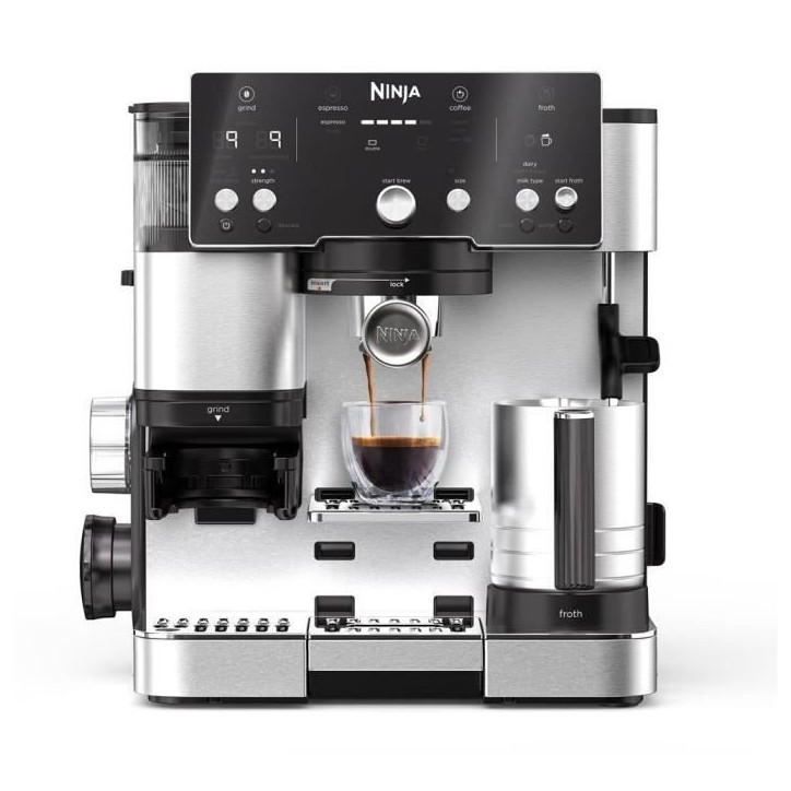 Machine a café 2-en-1 - NINJA LUXE™ - Café Essential Series - ES501EU - 1650 W - 9/11 bars - 250 gr - Noir / Inox Machine a café 2-en-1 - NINJA LUXE™ - Café Essential Series - ES501EU - 1650 W - 9/11 bars - 250 gr - Noir / Inox