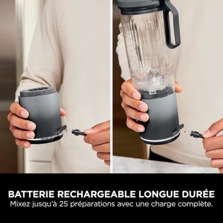 Blender portable NINJA Blast Max - BC251EUGY - bol 530 ml - autonomie 2h - sans fil - sans BPA - gris
