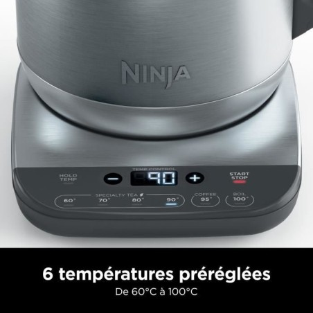 Bouilloire - NINJA - KT201EU - 3000 W - 1,7 L - Socle 360° - Température réglable - Inox