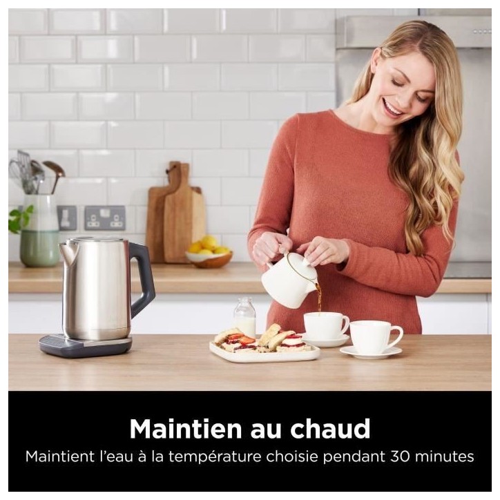 Bouilloire - NINJA - KT201EU - 3000 W - 1,7 L - Socle 360° - Température réglable - Inox Bouilloire - NINJA - KT201EU - 3000 W - 1,7 L - Socle 360° - Température réglable - Inox