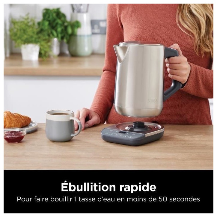Bouilloire - NINJA - KT201EU - 3000 W - 1,7 L - Socle 360° - Température réglable - Inox Bouilloire - NINJA - KT201EU - 3000 W - 1,7 L - Socle 360° - Température réglable - Inox