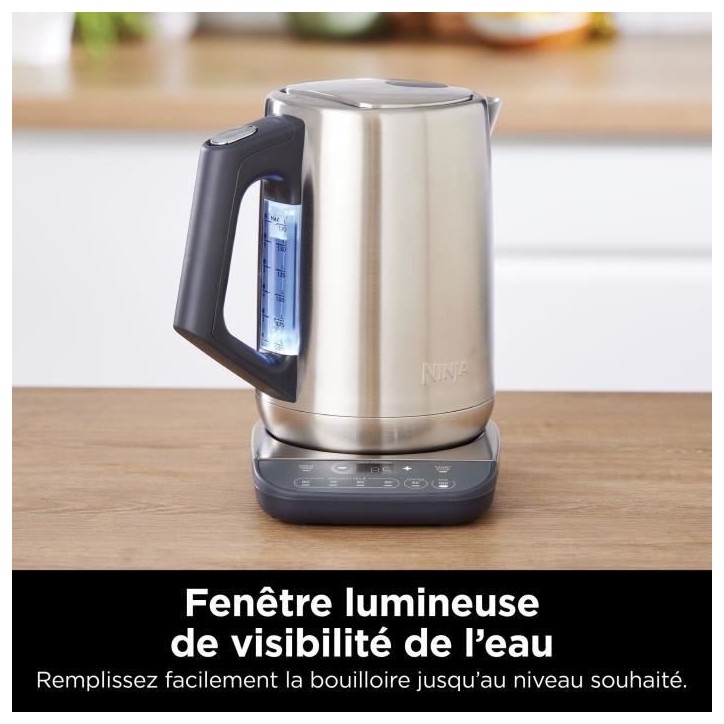 Bouilloire - NINJA - KT201EU - 3000 W - 1,7 L - Socle 360° - Température réglable - Inox Bouilloire - NINJA - KT201EU - 3000 W - 1,7 L - Socle 360° - Température réglable - Inox