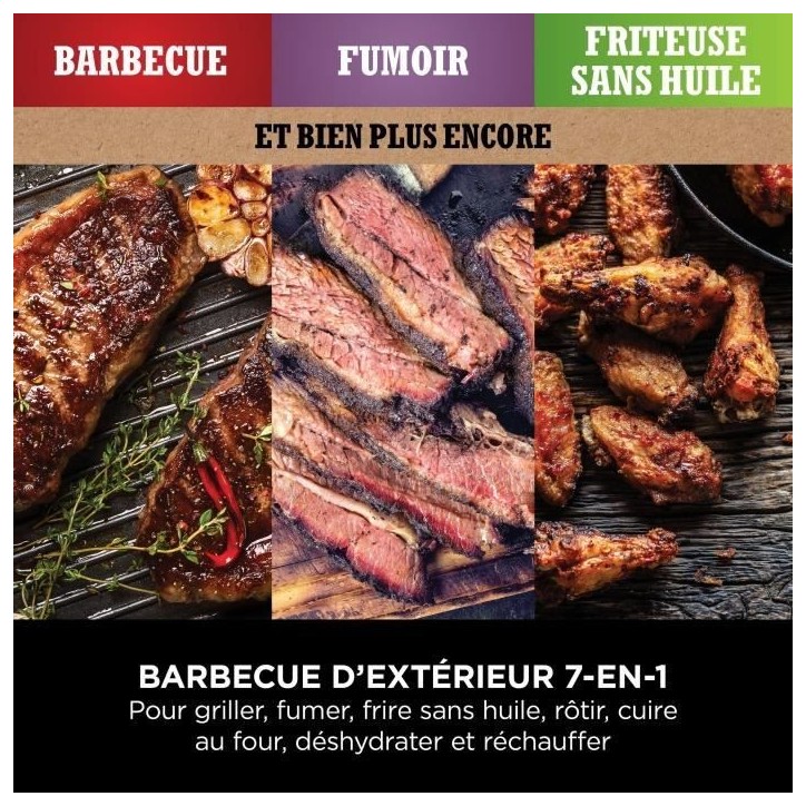 Barbecue électrique et fumoir NINJA - Woodfire OG701EU - 7 programmes de cuisson Barbecue électrique et fumoir NINJA - Woodfire OG701EU - 7 programmes de cuisson