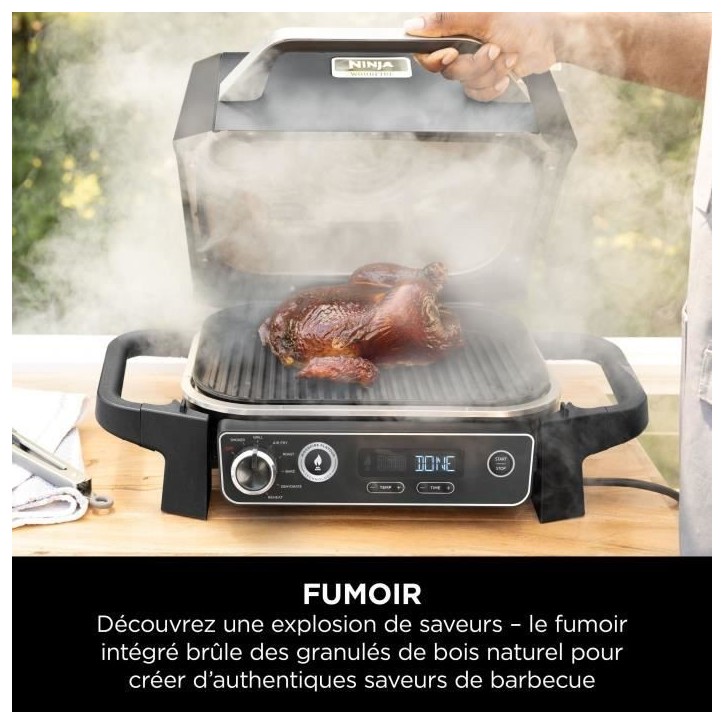 Barbecue électrique et fumoir NINJA - Woodfire OG701EU - 7 programmes de cuisson Barbecue électrique et fumoir NINJA - Woodfire OG701EU - 7 programmes de cuisson
