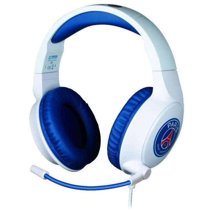 Casque gaming filaire - KONIX - Micro 45° - Câble 1,5 m - Blanc et bleu - Confort Soft Touch Casque gaming filaire - KONIX - Micro 45° - Câble 1,5 m - Blanc et bleu - Confort Soft Touch