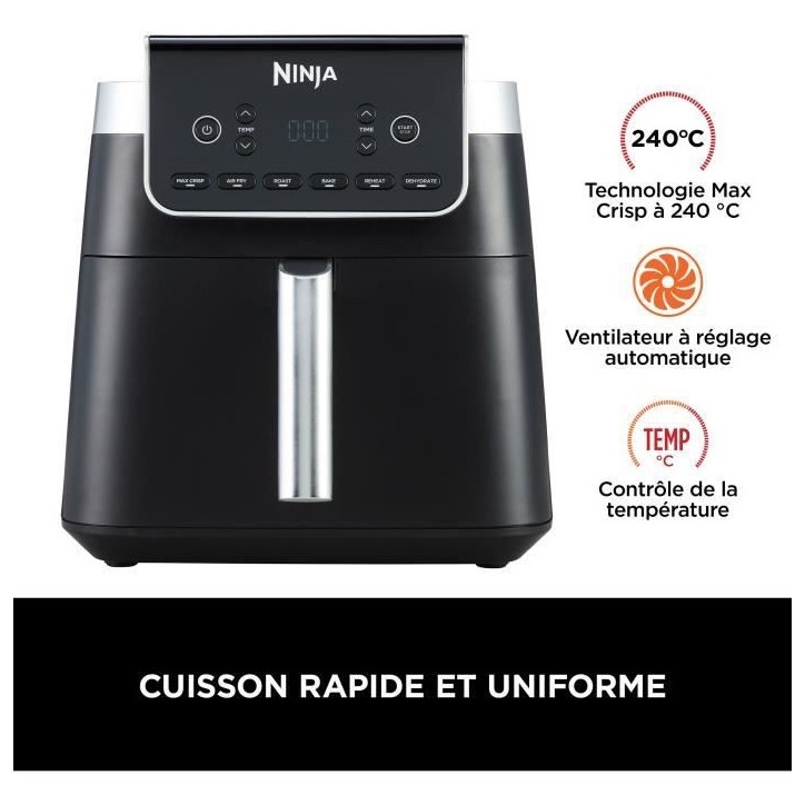 Friteuse sans huile NINJA - Max Pro AF180EU - Capacité 6,2L - 6 programmes de cuisson - 2000W Friteuse sans huile NINJA - Max Pro AF180EU - Capacité 6,2L - 6 programmes de cuisson - 2000W