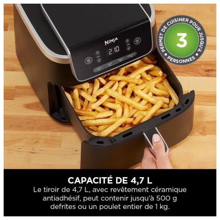 Friteuse sans huile NINJA - Pro AF140EU - Capacité 4,7L - 4 programmes de cuisson - 2000W Friteuse sans huile NINJA - Pro AF140EU - Capacité 4,7L - 4 programmes de cuisson - 2000W