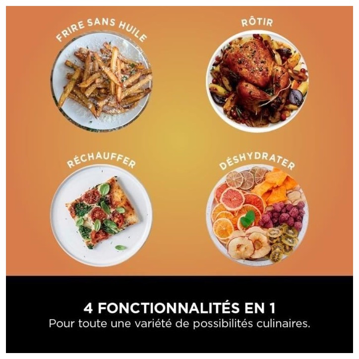 Friteuse sans huile NINJA - Pro AF140EU - Capacité 4,7L - 4 programmes de cuisson - 2000W Friteuse sans huile NINJA - Pro AF140EU - Capacité 4,7L - 4 programmes de cuisson - 2000W