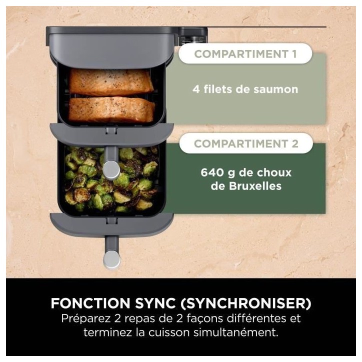 Friteuse sans huile NINJA - Double Stack XL SL400EU - Capacité 9,5L - 6 programmes de cuisson - 2470W Friteuse sans huile NINJA - Double Stack XL SL400EU - Capacité 9,5L - 6 programmes de cuisson - 2470W