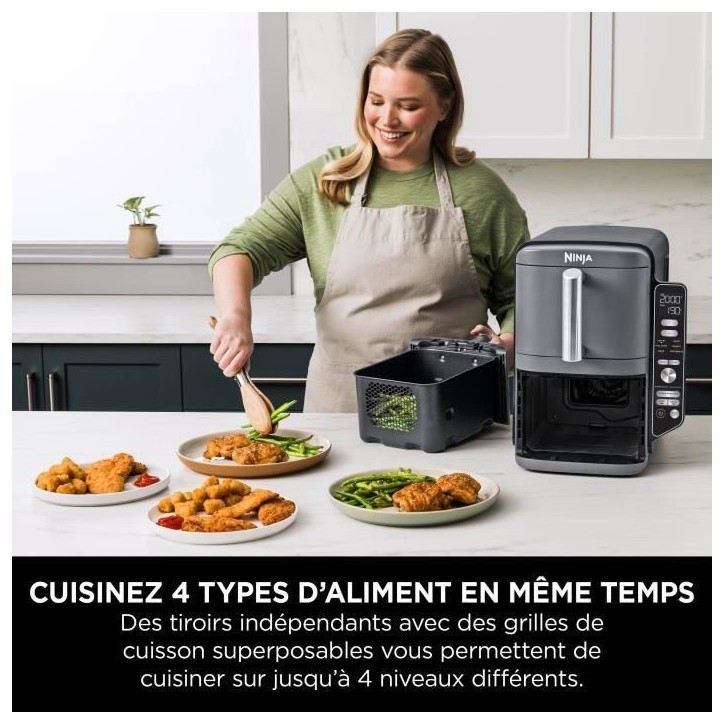 Friteuse sans huile NINJA - Double Stack XL SL400EU - Capacité 9,5L - 6 programmes de cuisson - 2470W Friteuse sans huile NINJA - Double Stack XL SL400EU - Capacité 9,5L - 6 programmes de cuisson - 2470W