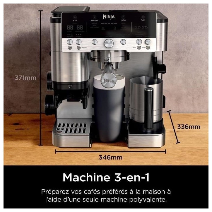 Machine a café - NINJA - ES601EU Luxe Premier - 1650 W - 2 Litres - Acier inoxydable