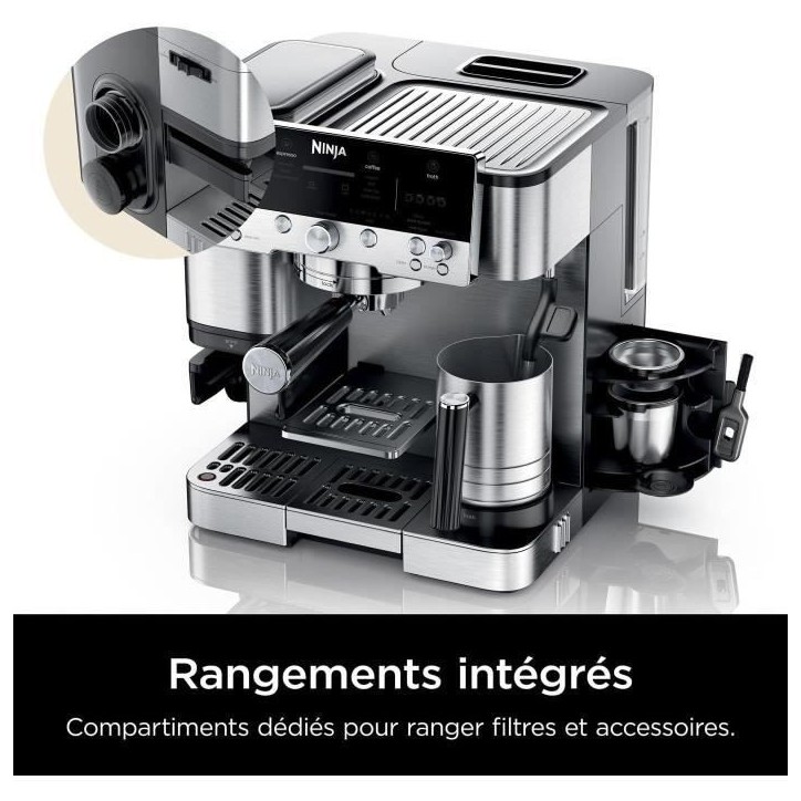 Machine a café - NINJA - ES601EU Luxe Premier - 1650 W - 2 Litres - Acier inoxydable