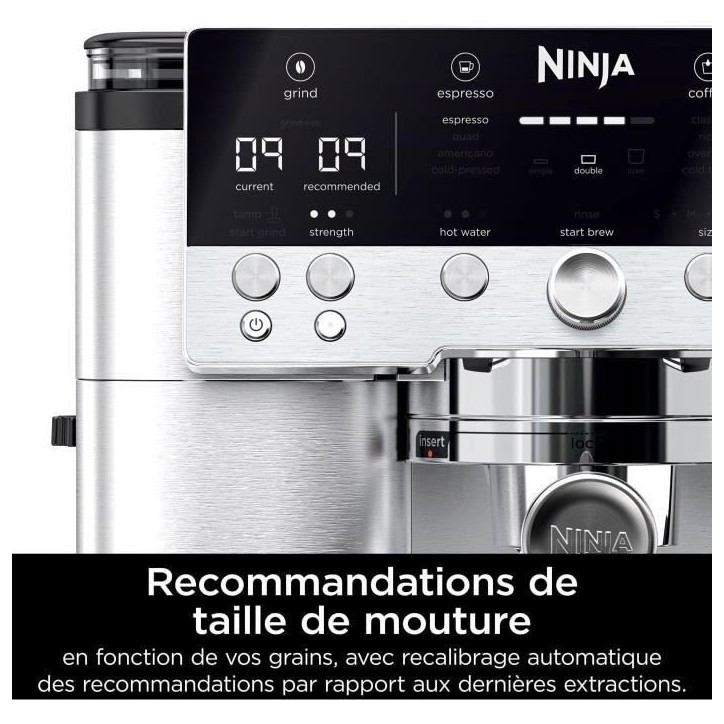 Machine a café - NINJA - ES601EU Luxe Premier - 1650 W - 2 Litres - Acier inoxydable