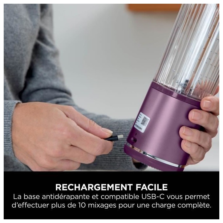 Blender portable Ninja Blast - BC151EUPR - bol 530 ml - autonomie 2h - sans fil - sans BPA - violet Blender portable Ninja Blast - BC151EUPR - bol 530 ml - autonomie 2h - sans fil - sans BPA - violet