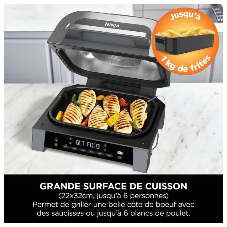 Grill & Friteuse sans huile - NINJA - MAX 6-en-1 DG551EU - 1760 W - 6 modes de cuisson - Gris Grill & Friteuse sans huile - NINJA - MAX 6-en-1 DG551EU - 1760 W - 6 modes de cuisson - Gris