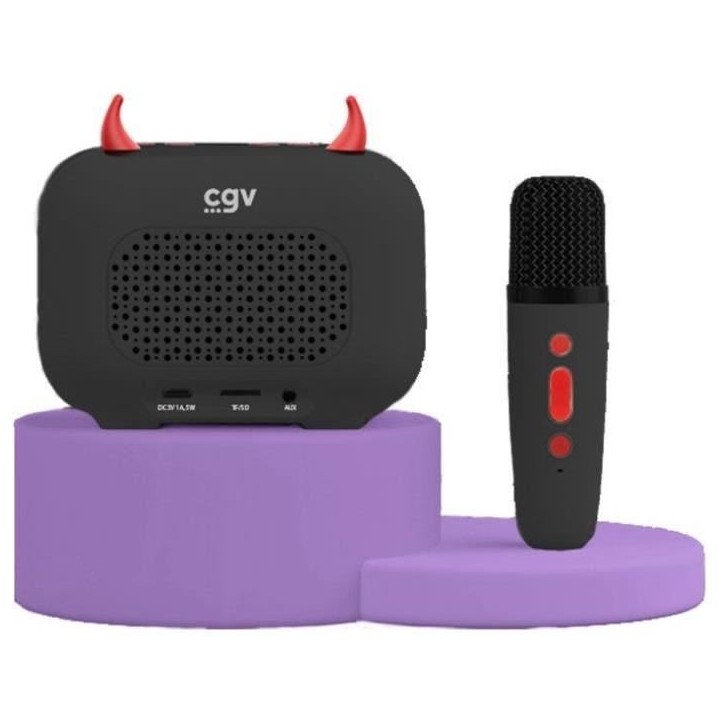 Kit karaoké / Enceinte Bluetooth et micro sans fil - CGV - DIABLO, Effets voix magiques, Autonomie 8h, Recharge USB