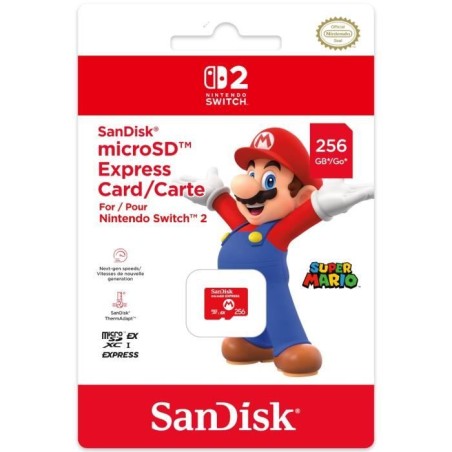 Carte mémoire Micro SD Express 256Go Sandisk pour Nintendo Switch 2