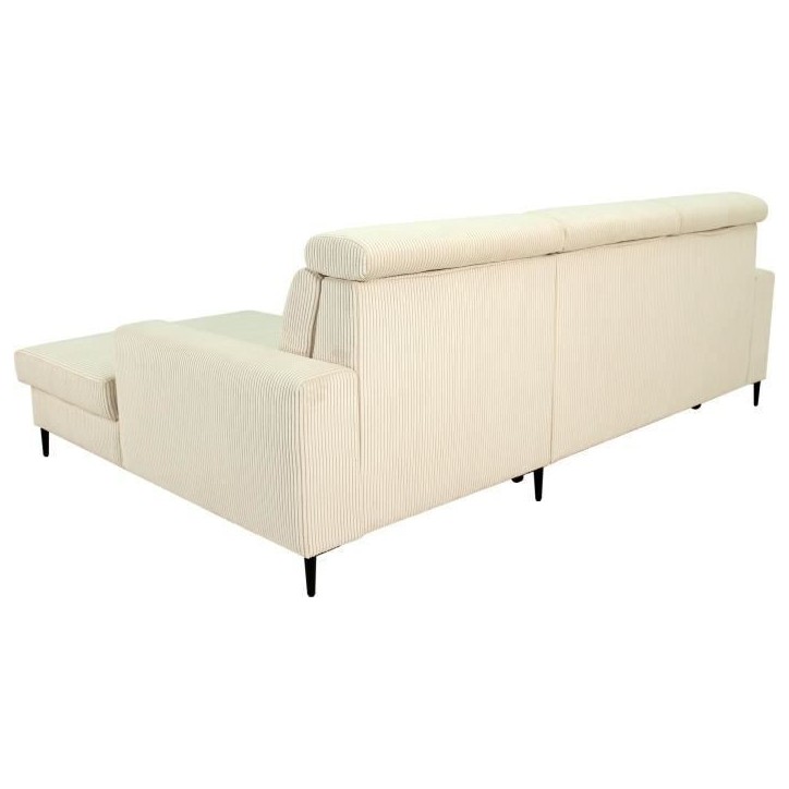 Canapé d'angle convertible - 4 places - NIZZA - Velours côtelé Beige - Coffre - 250 x 166 x 92/104 cm Canapé d'angle convertible - 4 places - NIZZA - Velours côtelé Beige - Coffre - 250 x 166 x 92/104 cm