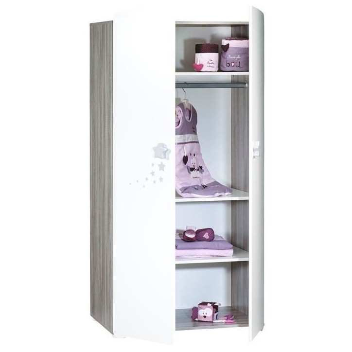 Armoire bébé Nao - MDF - Blanc - 2 portes - 85 x 175 x 56 cm - BABY PRICE Armoire bébé Nao - MDF - Blanc - 2 portes - 85 x 175 x 56 cm - BABY PRICE