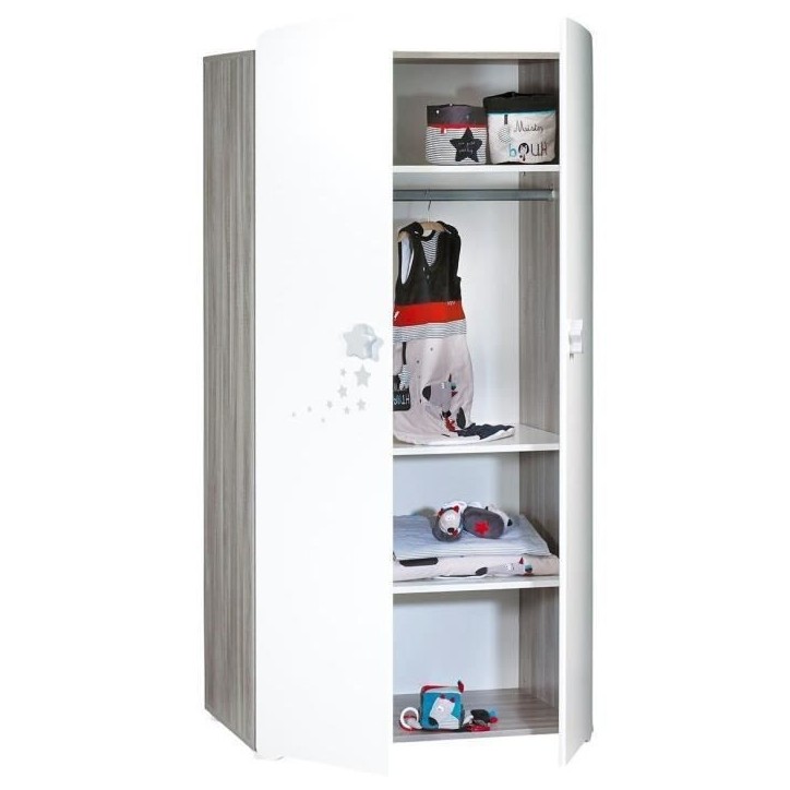 Armoire bébé Nao - MDF - Blanc - 2 portes - 85 x 175 x 56 cm - BABY PRICE Armoire bébé Nao - MDF - Blanc - 2 portes - 85 x 175 x 56 cm - BABY PRICE
