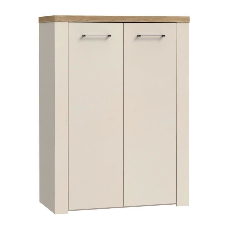 Armoire a chaussures - NELLEKE - Sable / Bois - 2 portes - 20 paires - Armoire a chaussures - NELLEKE - Sable / Bois - 2 portes - 20 paires -